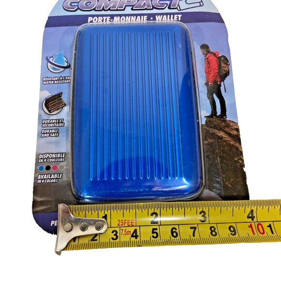 Compact Protection Aluminum Wallet Blue Identity Theft Protection - Picture 4 of 4